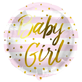 Baby Girl Folieballon Lyserød/Guld