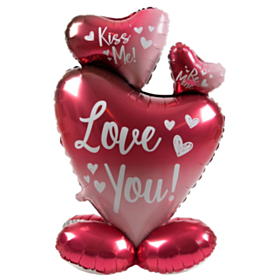 Love You Stående Hjerte Folieballon