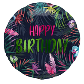 Happy Birthday Tropisk Folieballon Neon