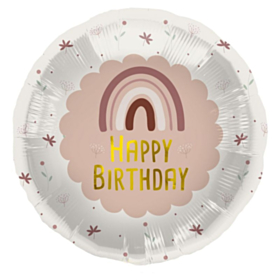 Happy Birthday Folieballon Regnbue Lyserød