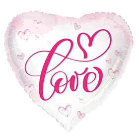Love Folieballon Pink/Hvid