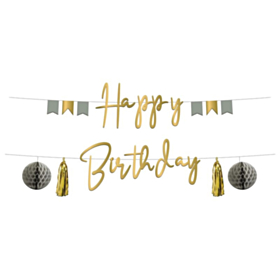 Golden Dawn Happy Birthday Honeycomb Guirlande
