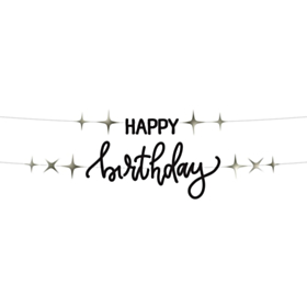 Happy Birthday Bogstavsguirlande Sort