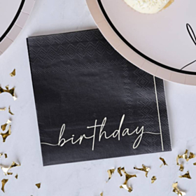 Birthday Servietter Sort