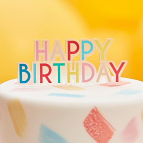 Happy Birthday Akryl Kagetopper Multifarvet