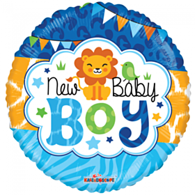 Rund Baby Boy Folieballon Lyseblå