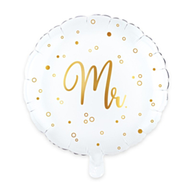 Mr Folieballon Hvid/Guld