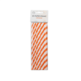 Stribede Papirsugerør Orange