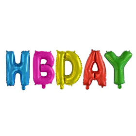 Hbday Folieballoner Multifarvet