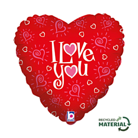 Hjerte I Love You Folieballon Rød