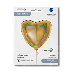 Hjerte Folieballon Holografisk Guld