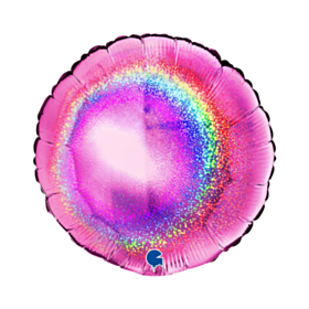 Glitter Rund Folieballon Fuchsia