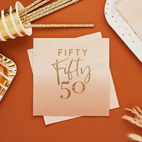 50 Års Servietter Rosa