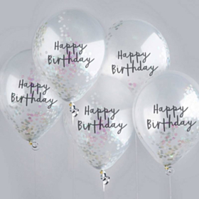Happy Birthday Konfetti Balloner Iriserende
