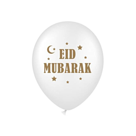 Eid Mubarak Balloner Hvid/Guld