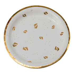 Babyfødder Paptallerkener Hvid/Guld