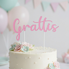 Grattis Kagetopper Lyserød