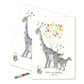 Multifarvet Fingeraftryk Plakat Dino