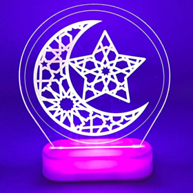 Eid og Ramadan 3D Led bordstander Halvmåne/Stjerne