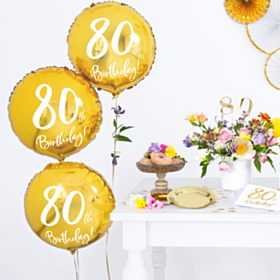 80 Års Folieballon Guld