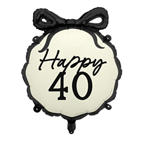 Happy 40 Folieballon Sort/Hvid