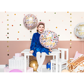 Rund Happy Birthday Blomstret Folieballon