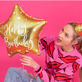 Stjerne Happy Birthday Folieballon Guld