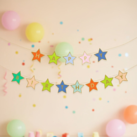 Happy Birthday Stjerner Guirlande