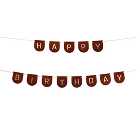 Filt Happy Birthday Guirlande Brun