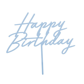 Happy Birthday Akryl Kagetopper Mat Lyseblå