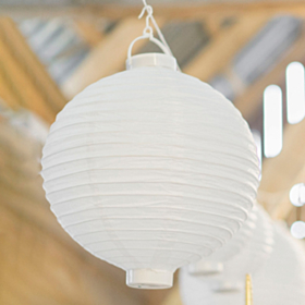 Rund LED Papirs Lanterne Hvid