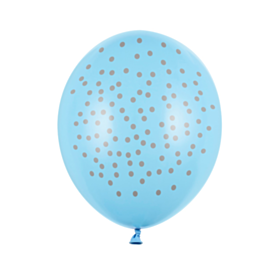 Sølvprikkede Balloner Pastel Lyseblå
