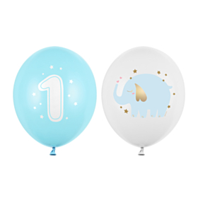 1 Års Ballon Mix Lyseblå