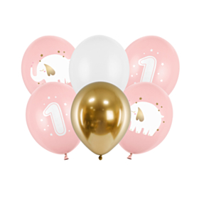 1 Års Fødselsdag Ballon Mix Lyserød