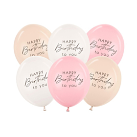Happy Birthday Latexballoner Lyserød Mix