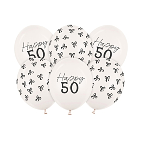 Happy 50 Års Fødselsdag Latexballoner Off-White