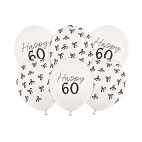 Happy 60 Års Fødselsdag Latexballoner Off-White