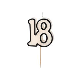 18-Års Kagelys Sort/Hvid