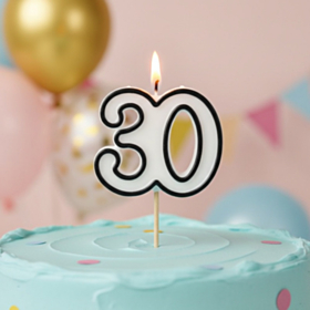 30-Års Kagelys Sort/Hvid