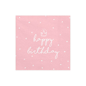 Happy Birthday Servietter Lyserød