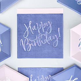 Happy Birthday Servietter Marineblå