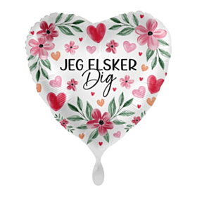 Jeg Elsker Dig Blomster Folieballon