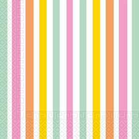 Stribede Servietter Pastel Multi