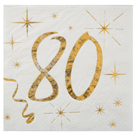 80 Års Servietter Guld