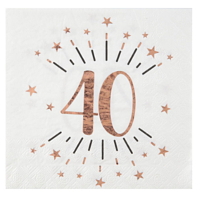 40 Års Konfetti Servietter Rosaguld