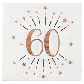 60 Års Konfetti Servietter Rosaguld