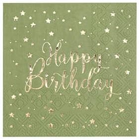 Happy Birthday Servietter Oliven