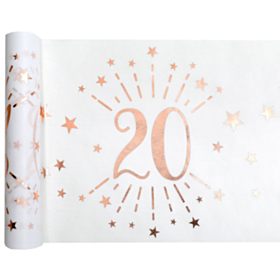 20 Års Bordløber Hvid/Rosaguld