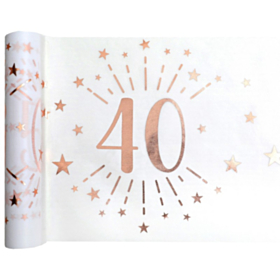 40 Års Bordløber Hvid/Rosaguld