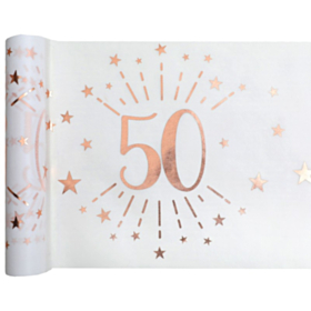50 Års Bordløber Hvid/Rosaguld